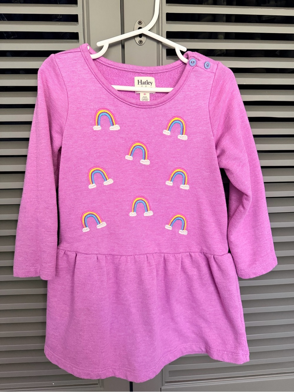 Hatley Pink Long-Sleeve Rainbow Embroidered Dress for Kids